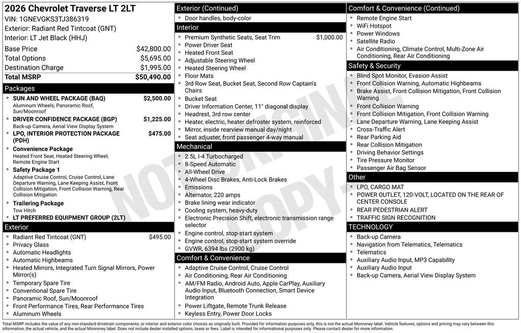 New 2026 Chevrolet Traverse LT SUV