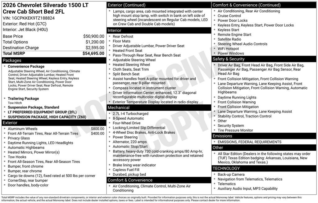 New 2026 Chevrolet Silverado 1500 LT (2FL) Truck