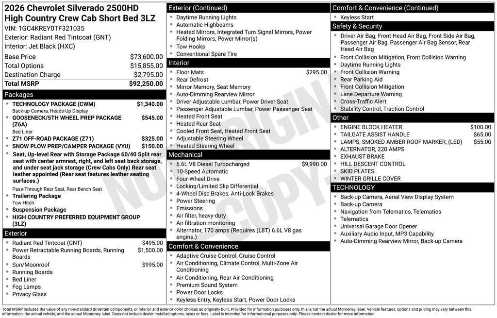 New 2026 Chevrolet Silverado 2500 HD High Country Truck
