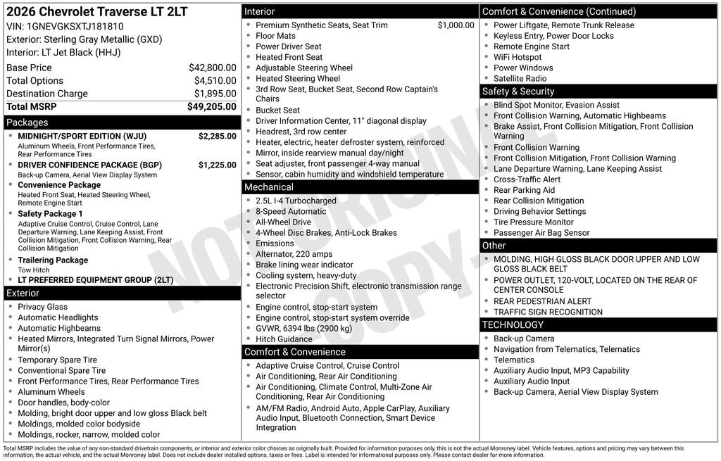 New 2026 Chevrolet Traverse LT SUV