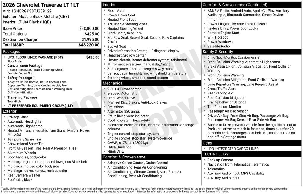 New 2026 Chevrolet Traverse LT SUV