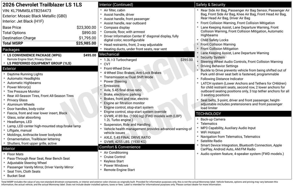 New 2026 Chevrolet Trailblazer LS SUV