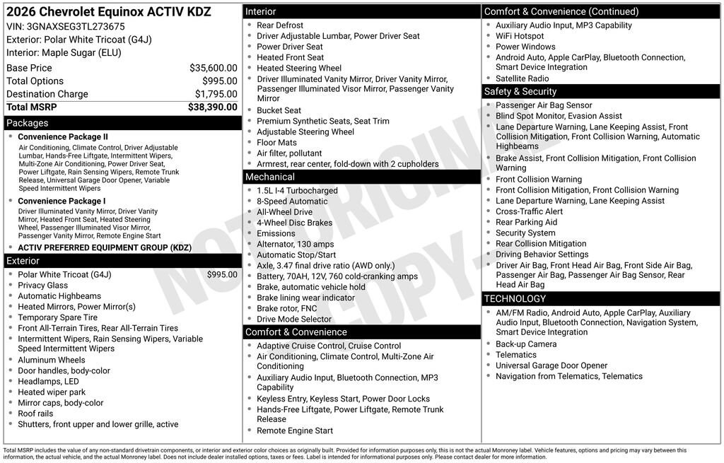 New 2026 Chevrolet Equinox Activ SUV