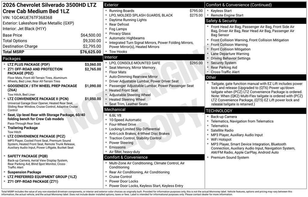 New 2026 Chevrolet Silverado 3500 HD LTZ Truck