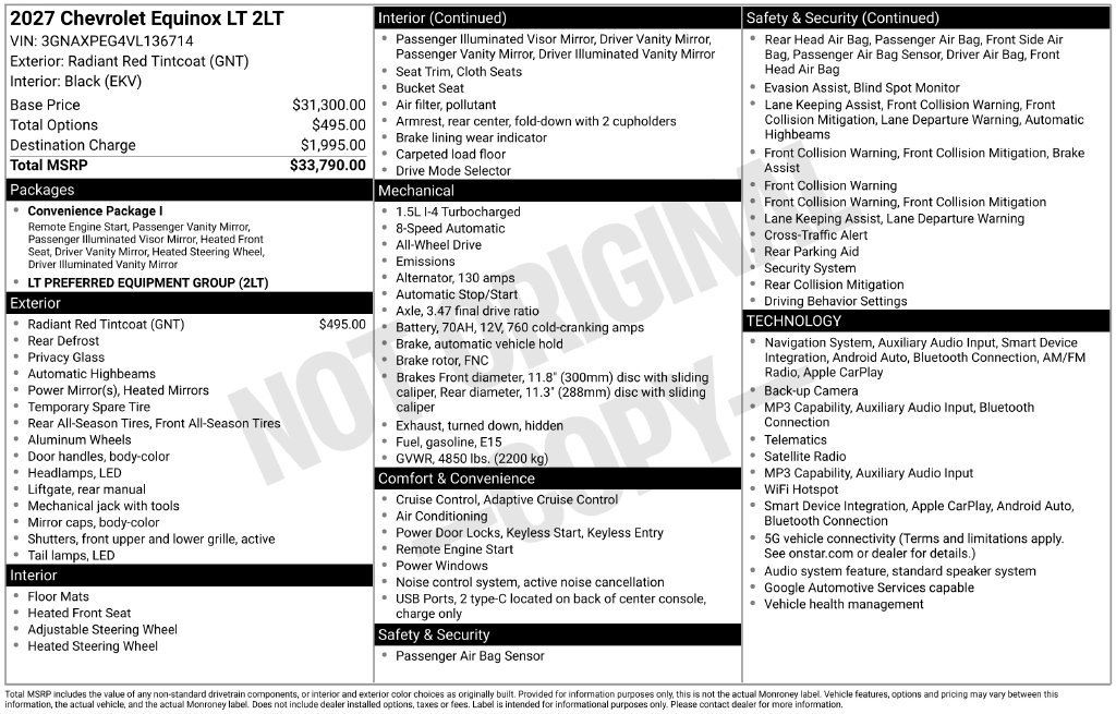 New 2027 Chevrolet Equinox LT SUV