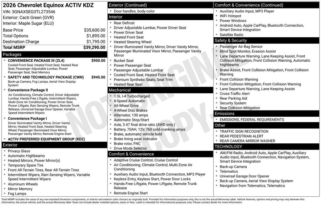 New 2026 Chevrolet Equinox Activ SUV