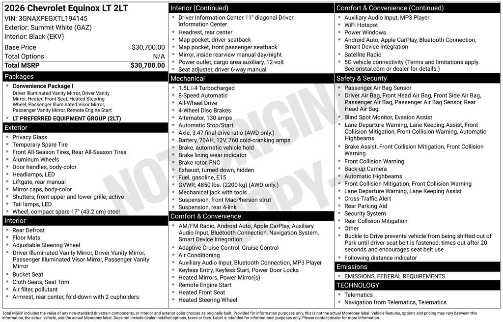 New 2026 Chevrolet Equinox LT SUV