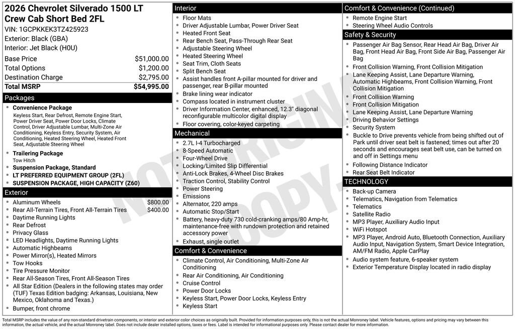 New 2026 Chevrolet Silverado 1500 LT (2FL) Truck