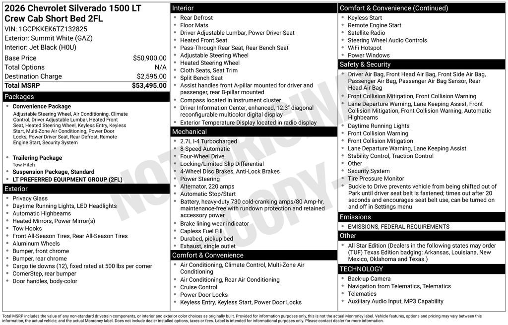 New 2026 Chevrolet Silverado 1500 LT (2FL) Truck