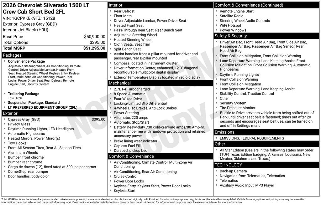 New 2026 Chevrolet Silverado 1500 LT (2FL) Truck