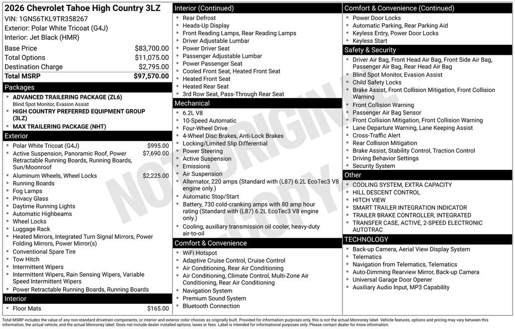 New 2026 Chevrolet Tahoe High Country SUV
