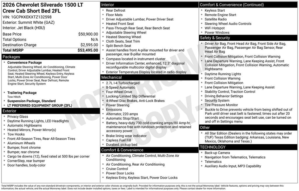 New 2026 Chevrolet Silverado 1500 LT (2FL) Truck