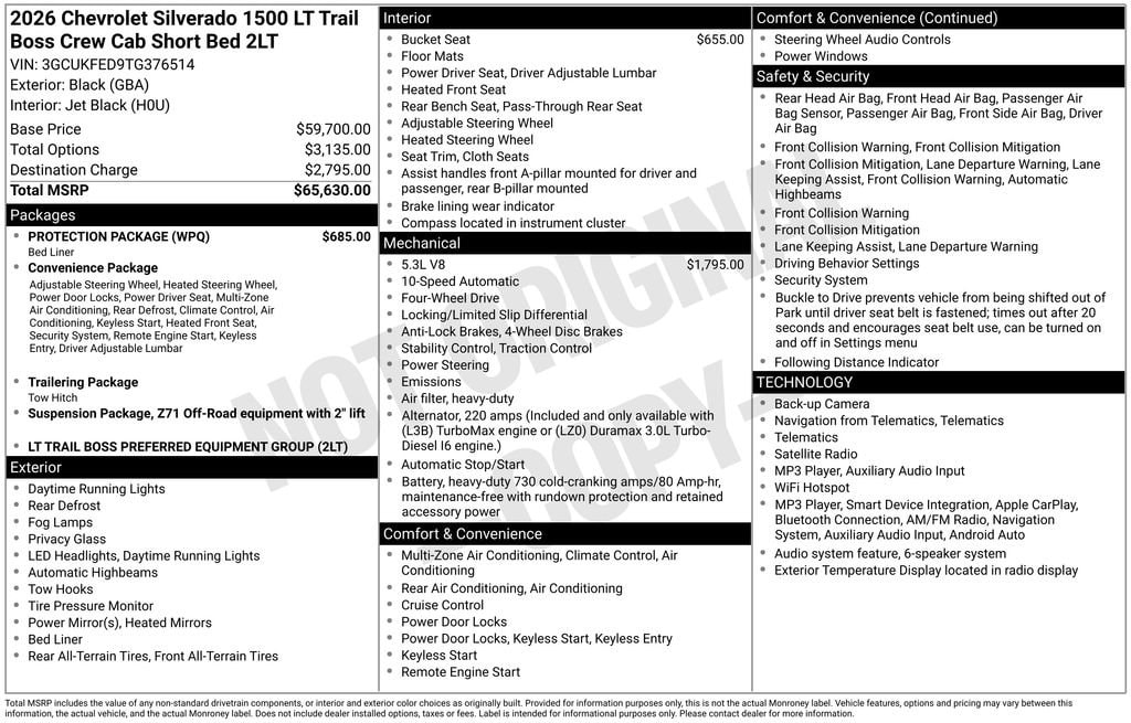 New 2026 Chevrolet Silverado 1500 LT Trail Boss Truck