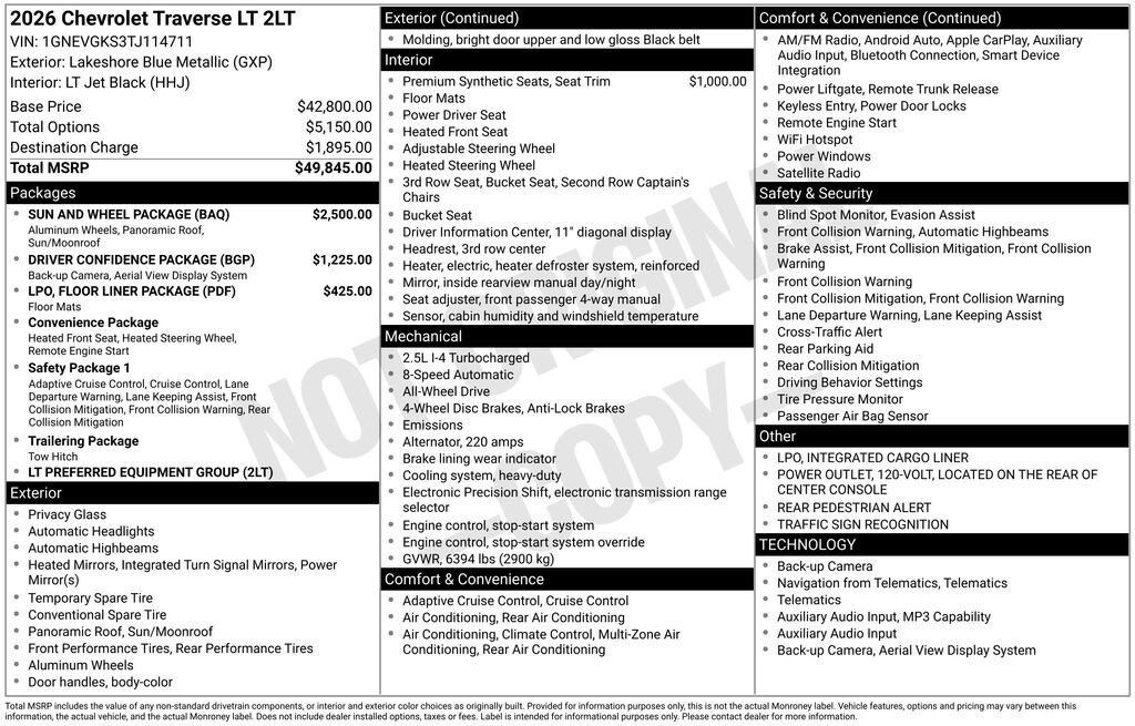 New 2026 Chevrolet Traverse LT SUV