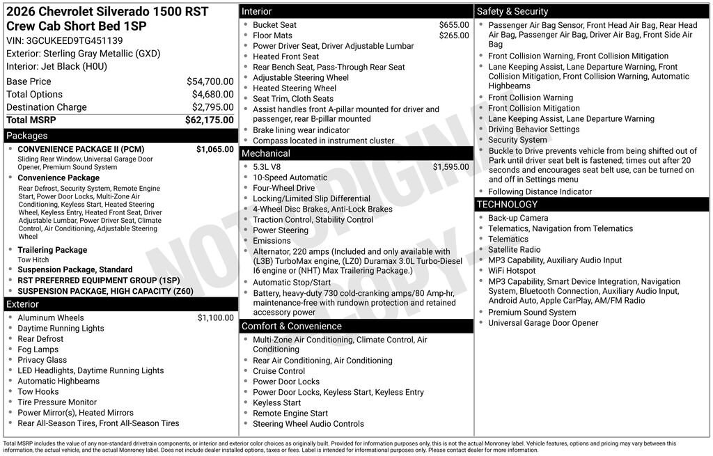New 2026 Chevrolet Silverado 1500 RST Truck
