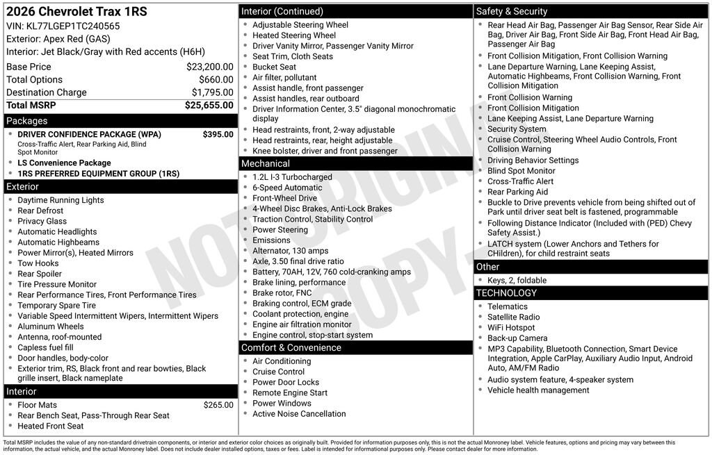 New 2026 Chevrolet Trax 1RS SUV