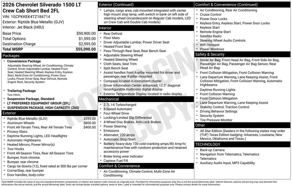 New 2026 Chevrolet Silverado 1500 LT (2FL) Truck