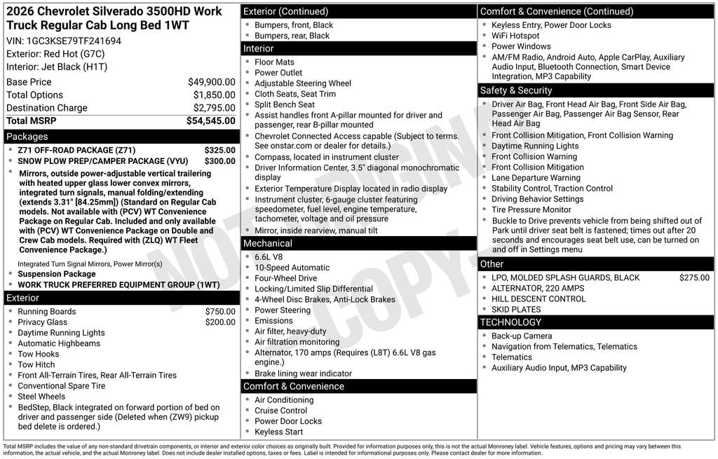 New 2026 Chevrolet Silverado 3500 HD WT Truck