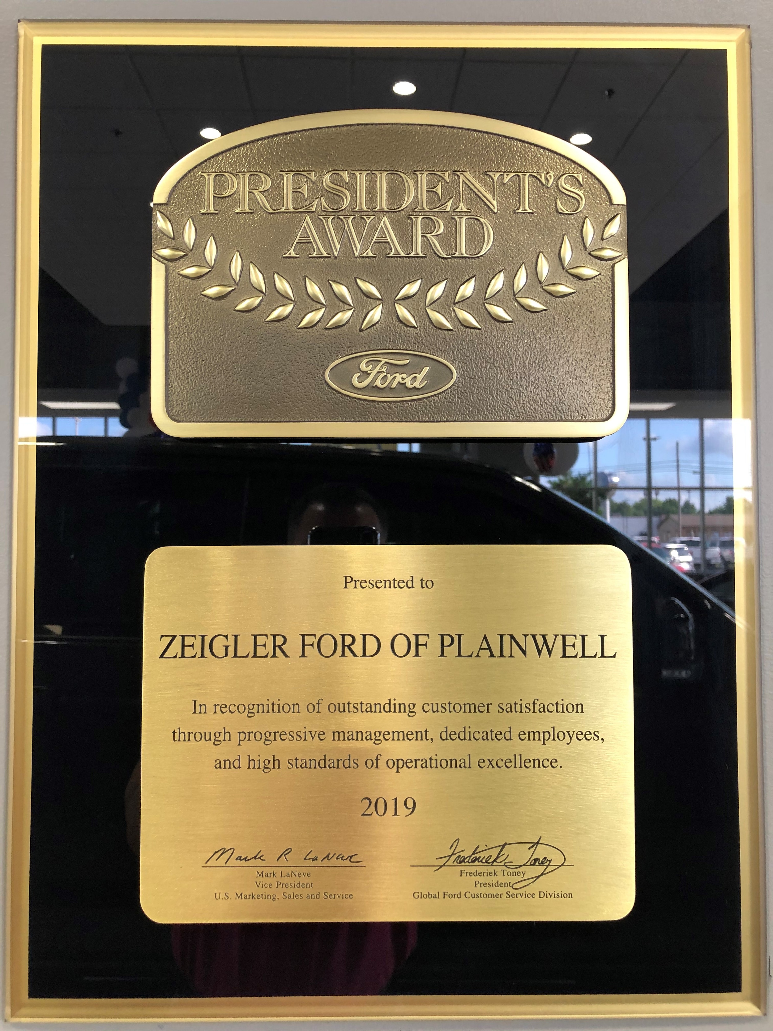 Zeigler Ford of Lowell Presidents Award 2019