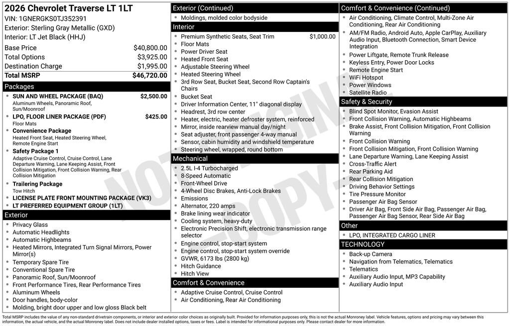 New 2026 Chevrolet Traverse LT SUV