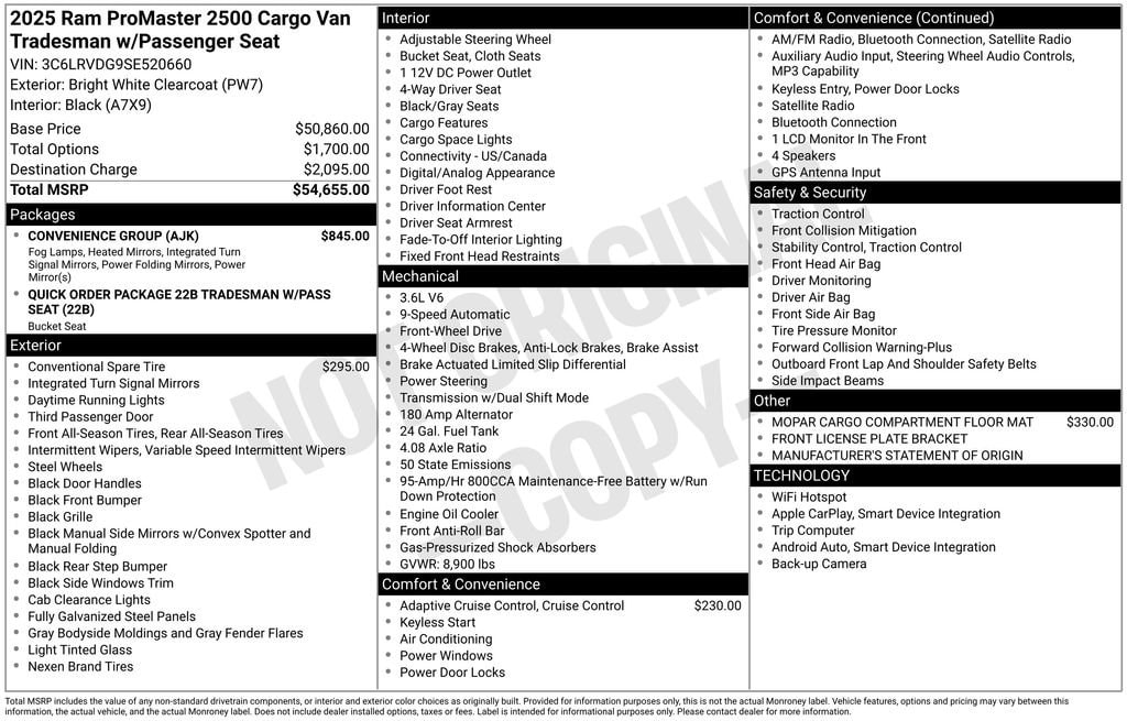 Used 2025 Ram Promaster Cargo Van Tradesman