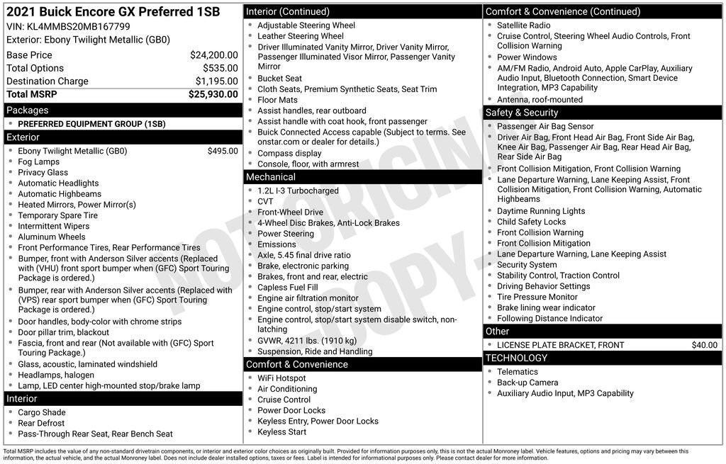 Used 2021 Buick Encore GX Preferred SUV