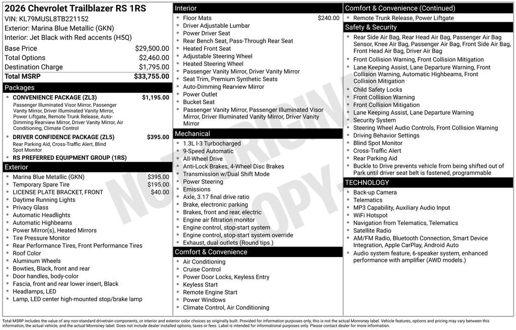 New 2026 Chevrolet Trailblazer RS SUV