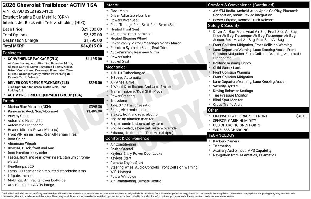 New 2026 Chevrolet Trailblazer Activ SUV