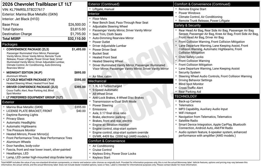 New 2026 Chevrolet Trailblazer LT SUV