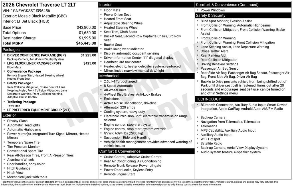 New 2026 Chevrolet Traverse LT SUV