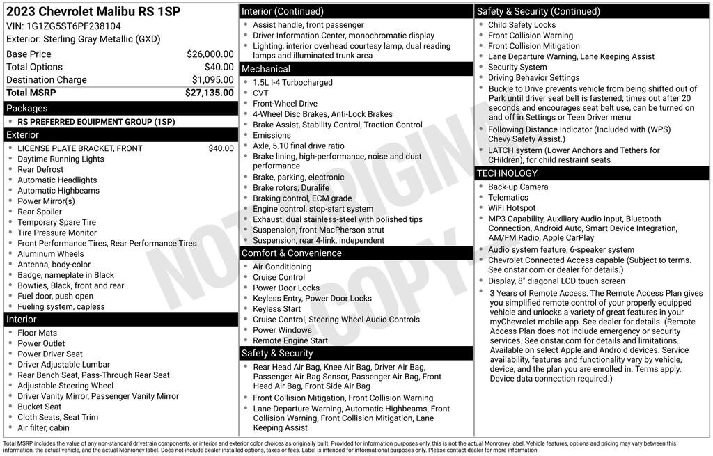 Used 2023 Chevrolet Malibu RS Car
