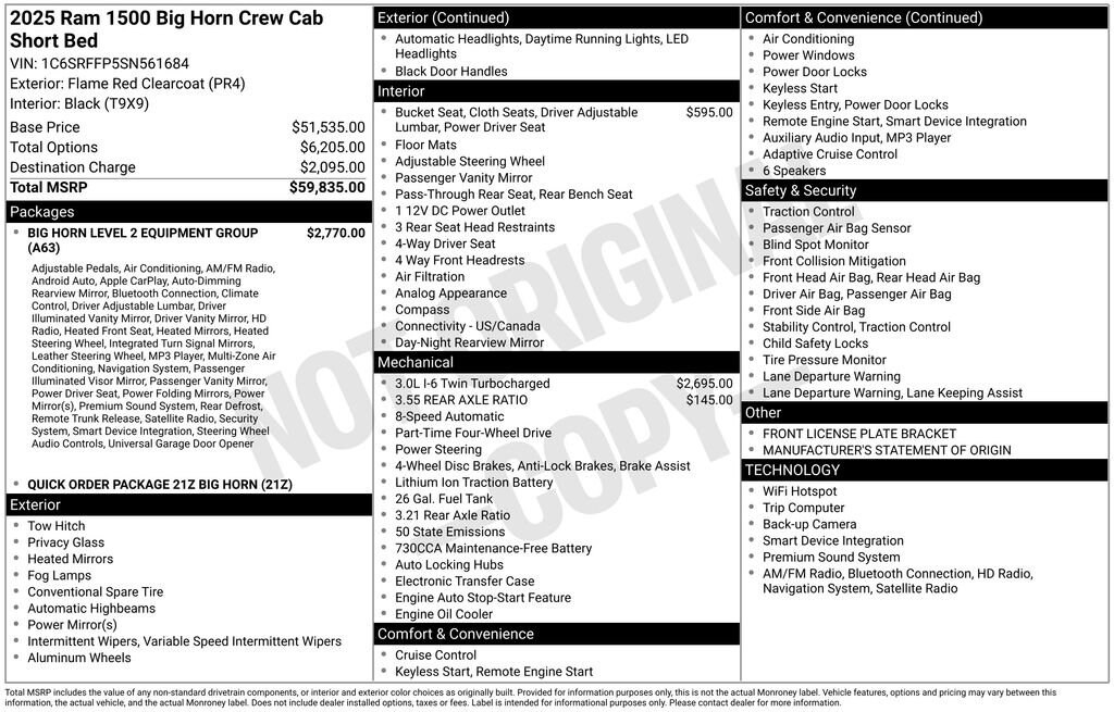 Used 2025 Ram 1500 Big Horn Crew Cab 4x4 57 Box Truck