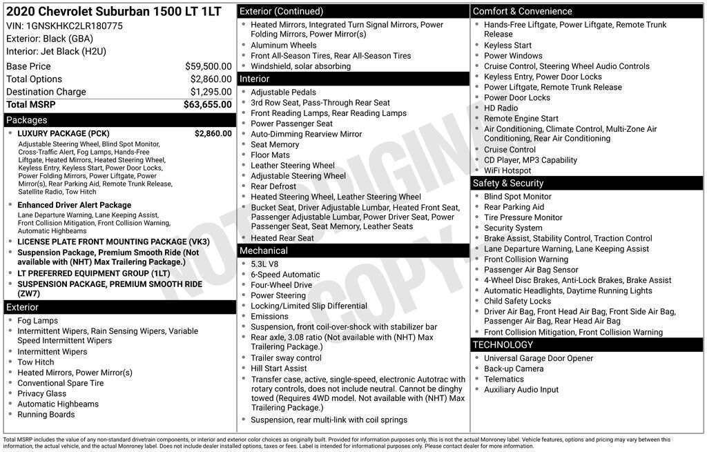 Used 2020 Chevrolet Suburban LT SUV