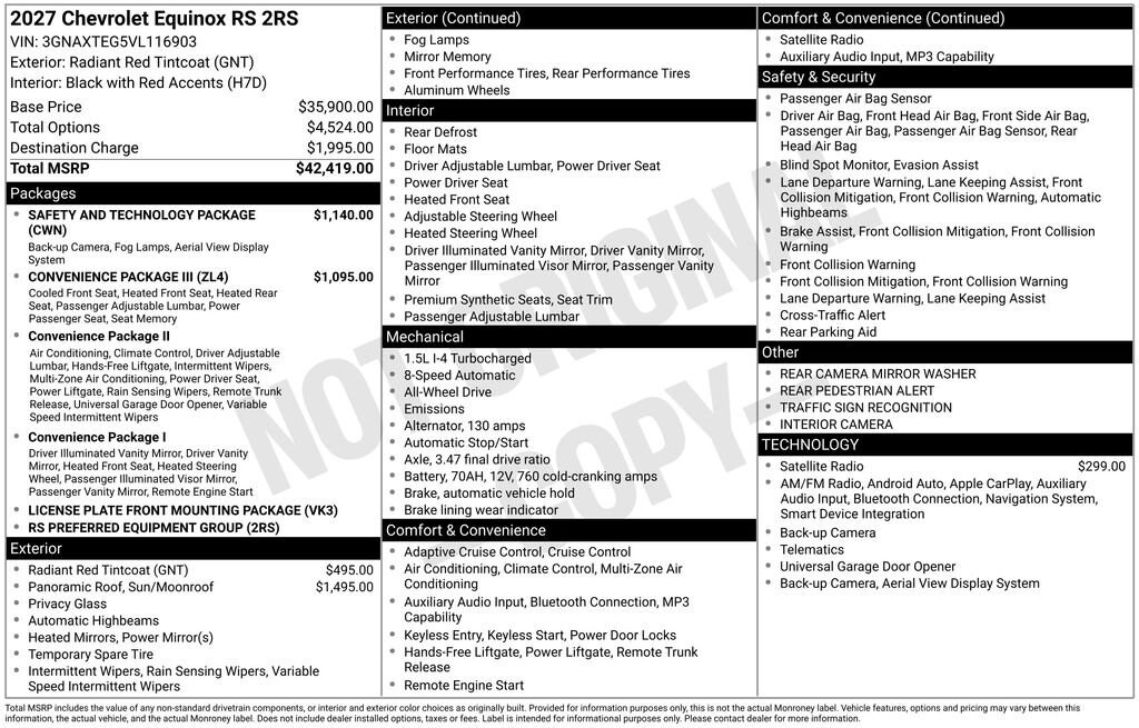 New 2027 Chevrolet Equinox AWD RS SUV