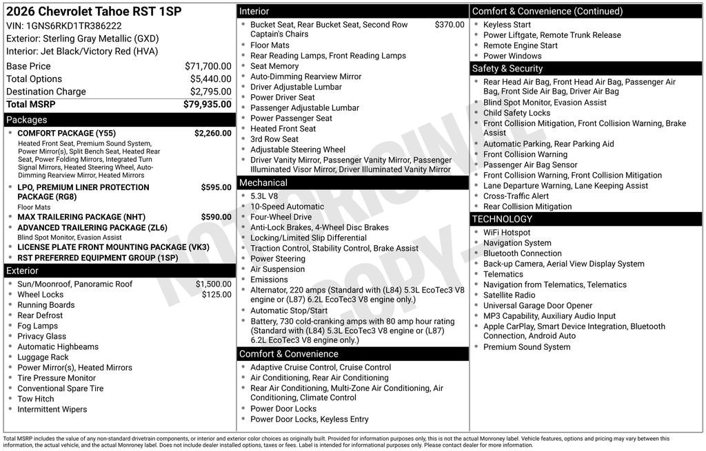 New 2026 Chevrolet Tahoe RST SUV