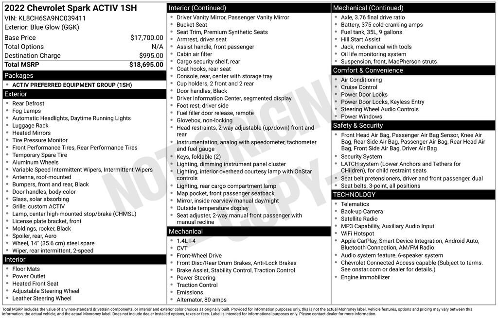 Used 2022 Chevrolet Spark Activ Car