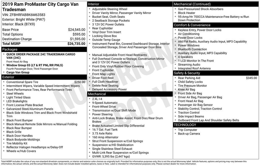 Used 2019 Ram Promaster City Tradesman Cargo Van Minivan
