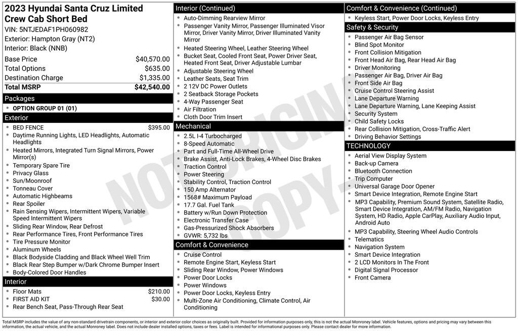 Used 2023 Hyundai Santa Cruz Limited Truck
