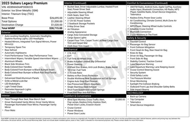 2023 SUBARU LEGACY - Image 5