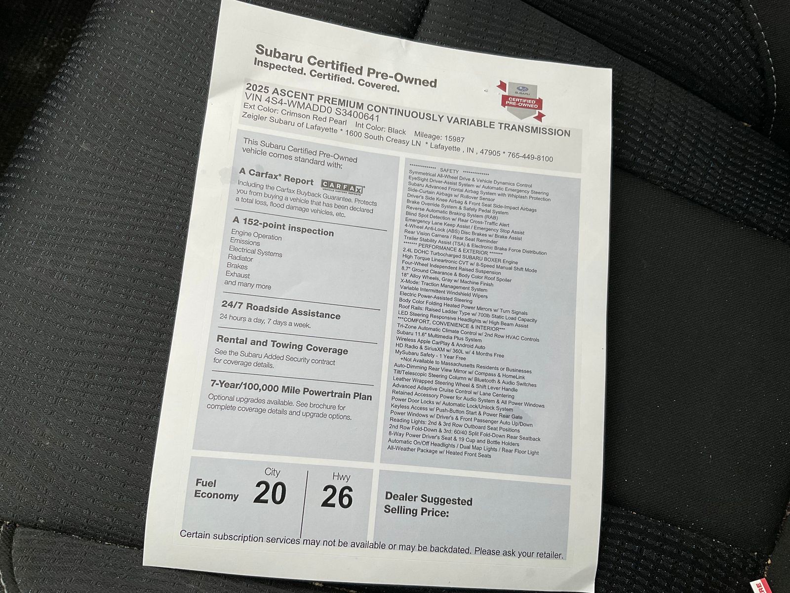 2025 SUBARU ASCENT - Image 16
