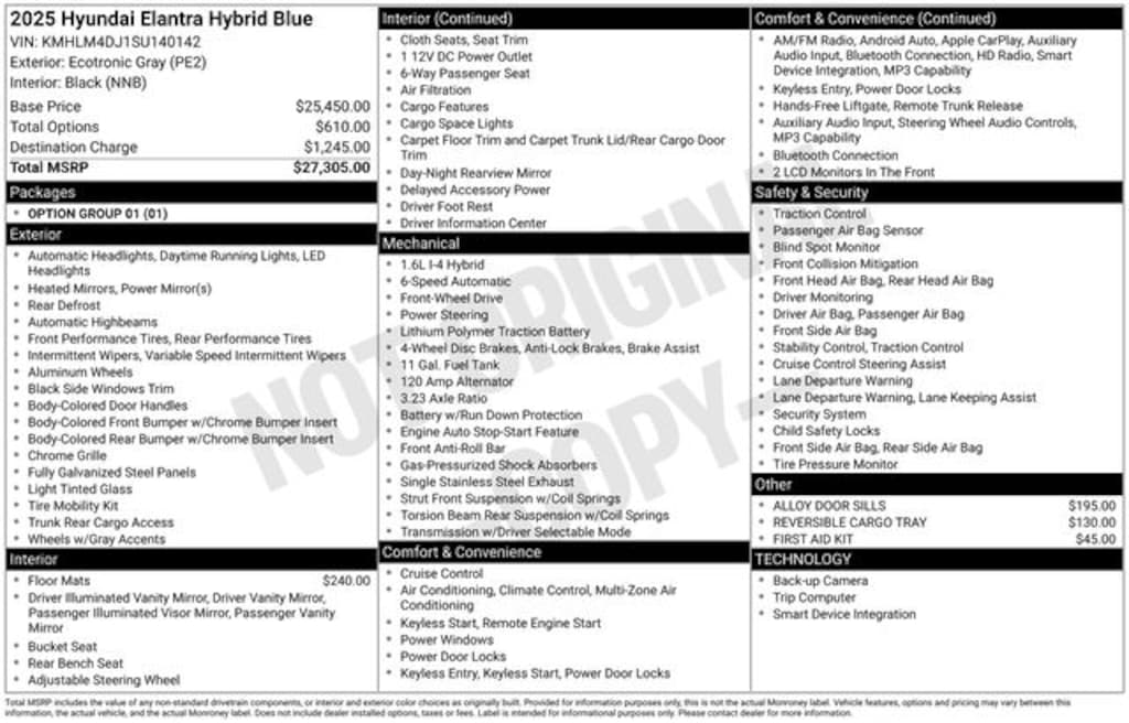 Certified 2025 Hyundai Elantra Hybrid Blue Sedan