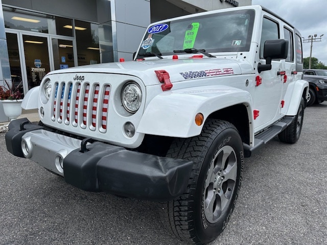 Certified 2017 Jeep Wrangler Unlimited Sahara with VIN 1C4BJWEG3HL706341 for sale in Sunbury, PA