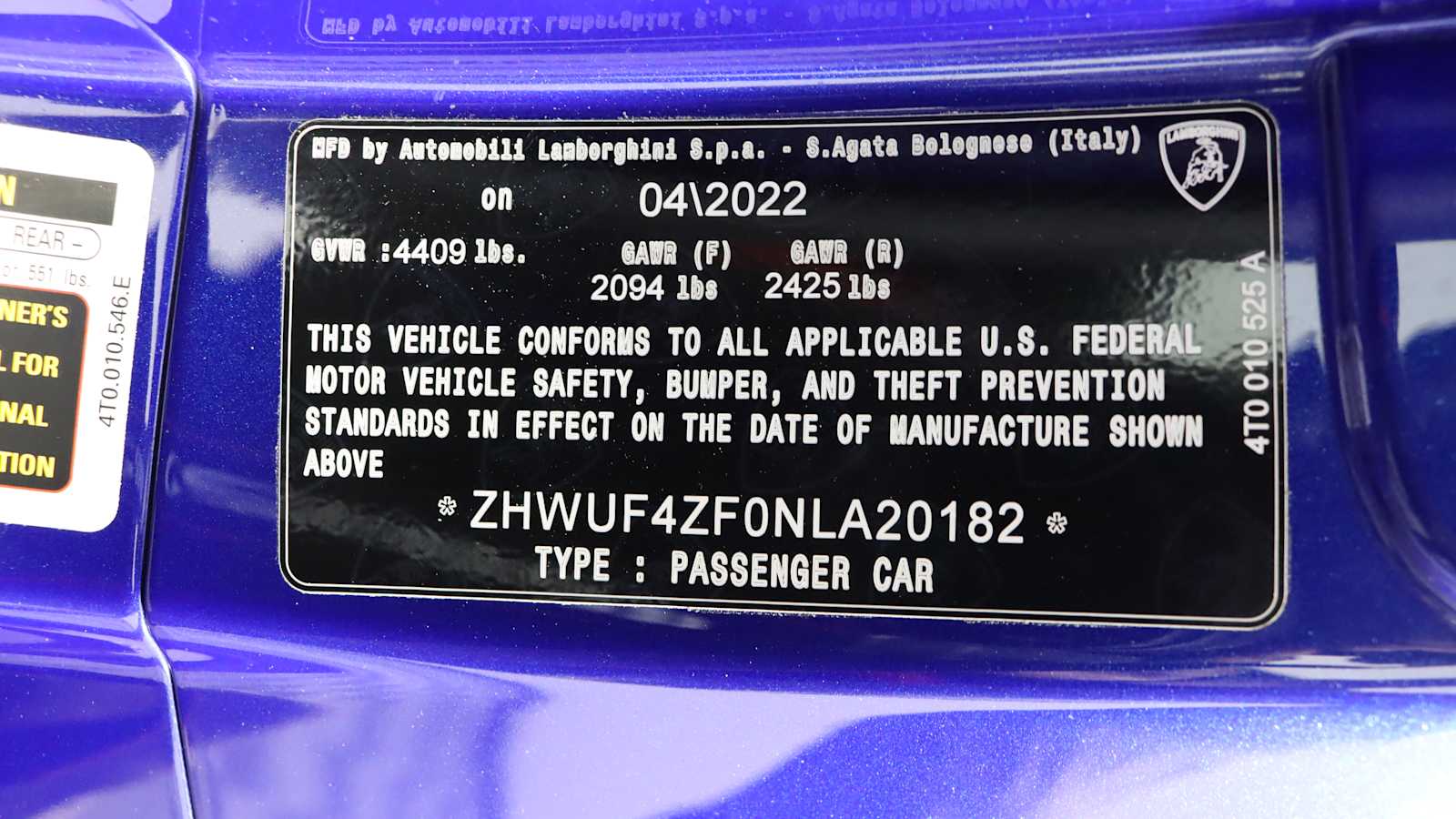 used 2022 Lamborghini Huracan EVO car, priced at $278,798