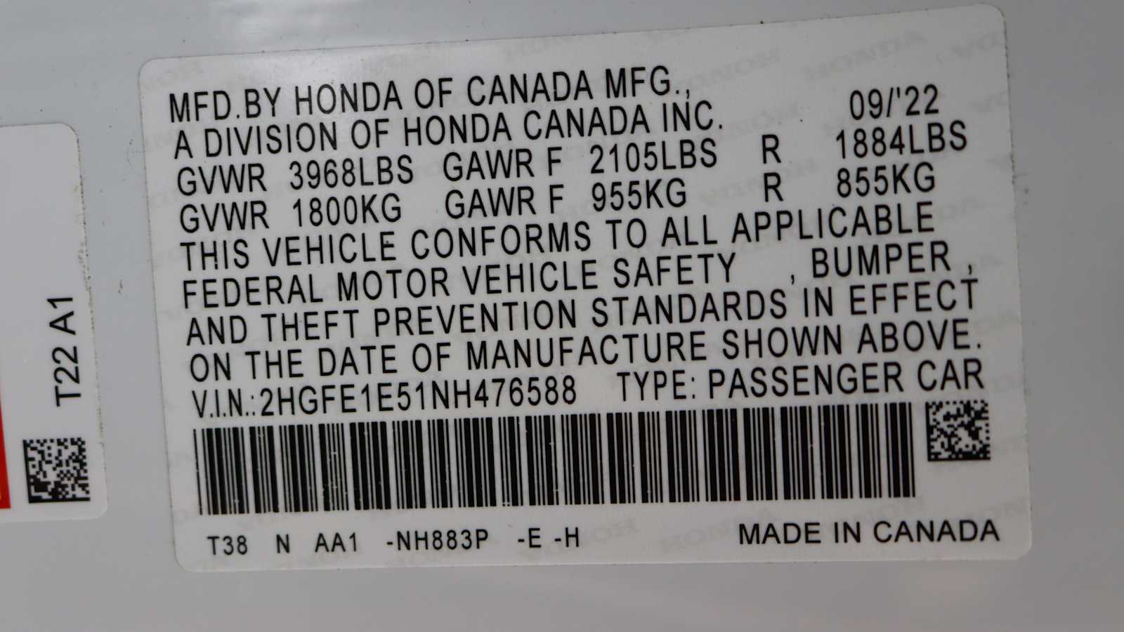 used 2022 Honda Civic Si car, priced at $26,898