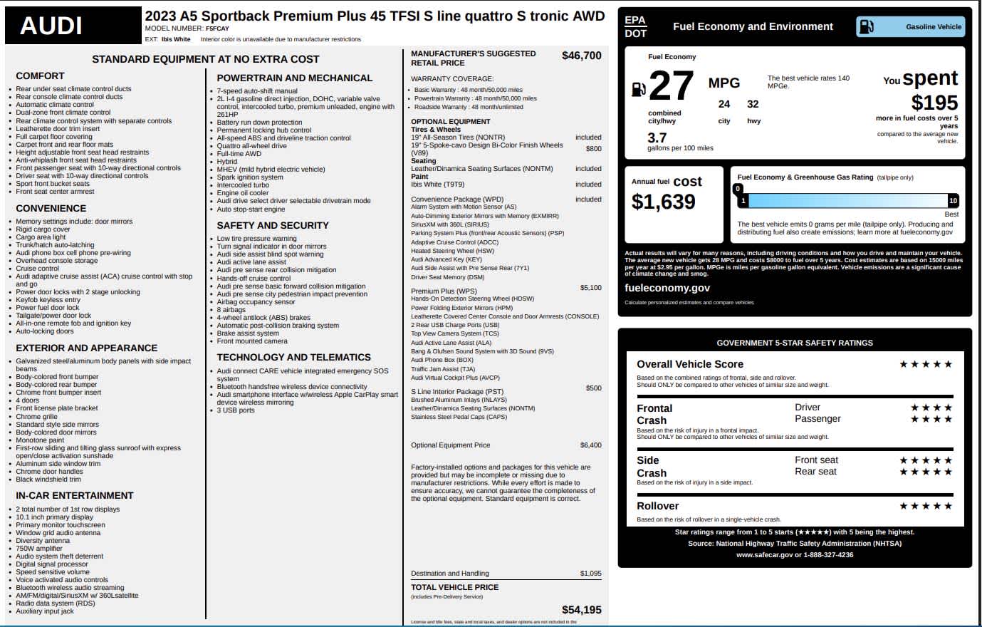 used 2023 Audi A5 car, priced at $36,898