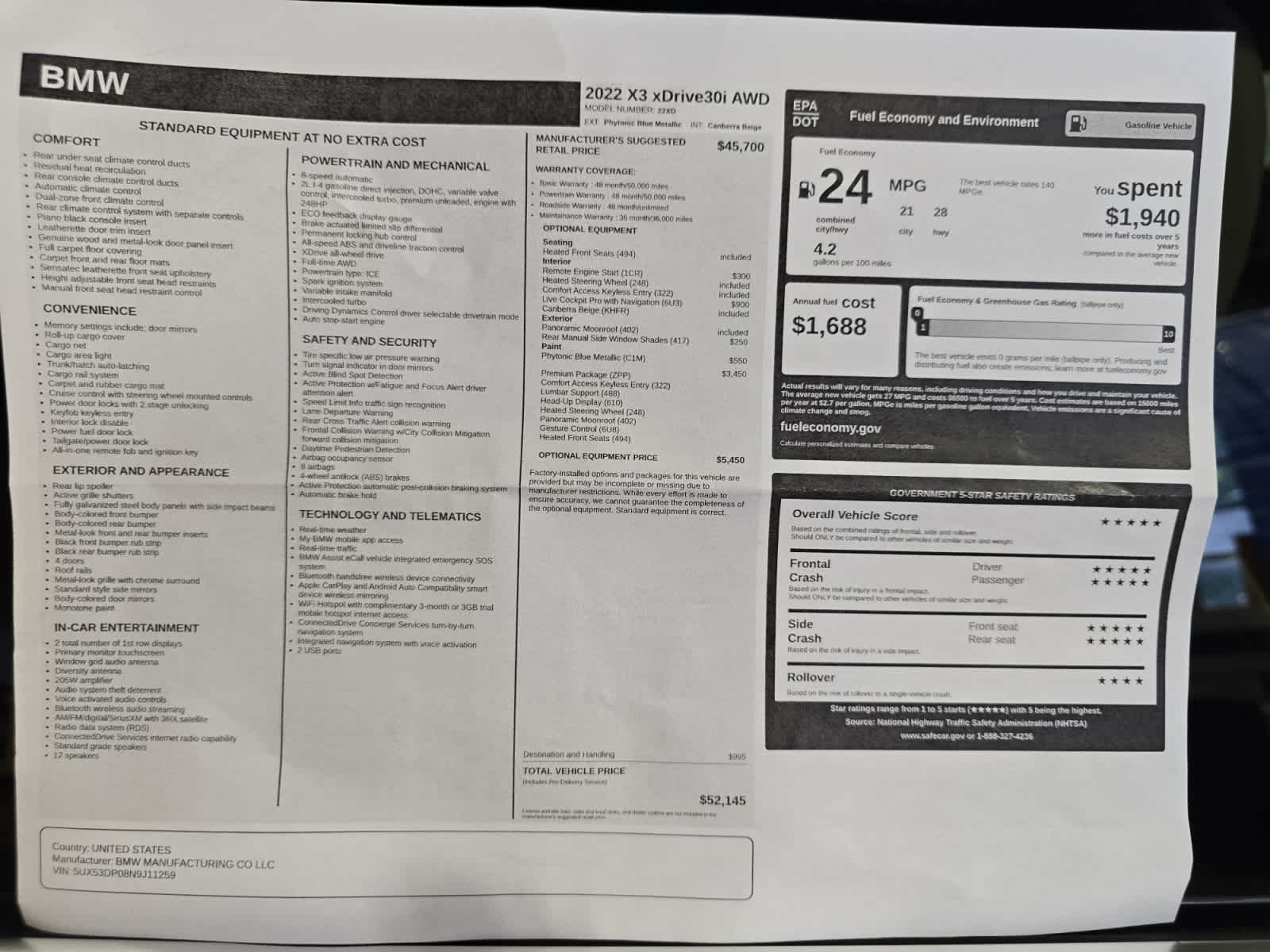 used 2022 BMW X3 car, priced at $30,297