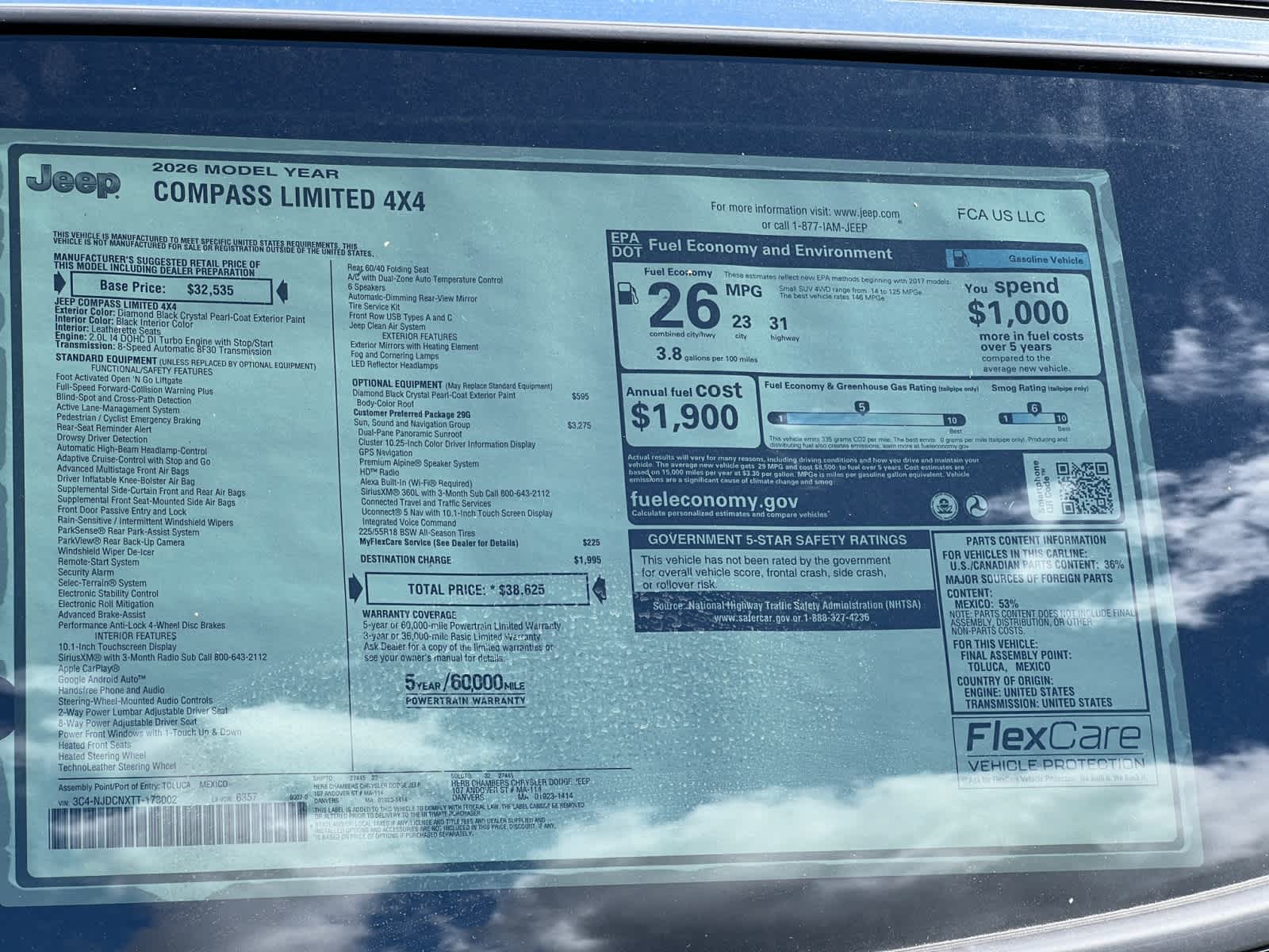 new 2026 Jeep Compass car, priced at $38,625
