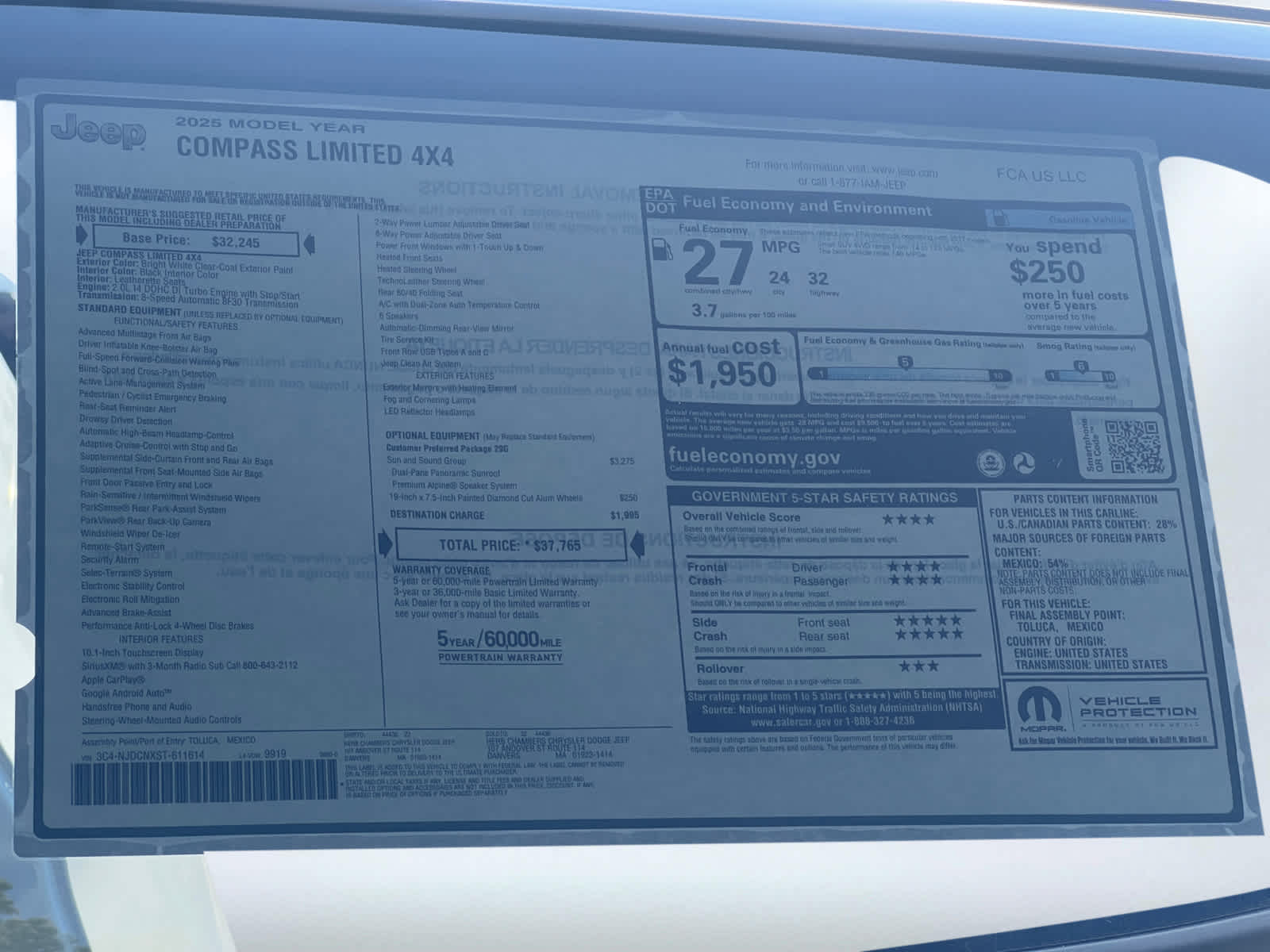 new 2025 Jeep Compass car, priced at $37,765