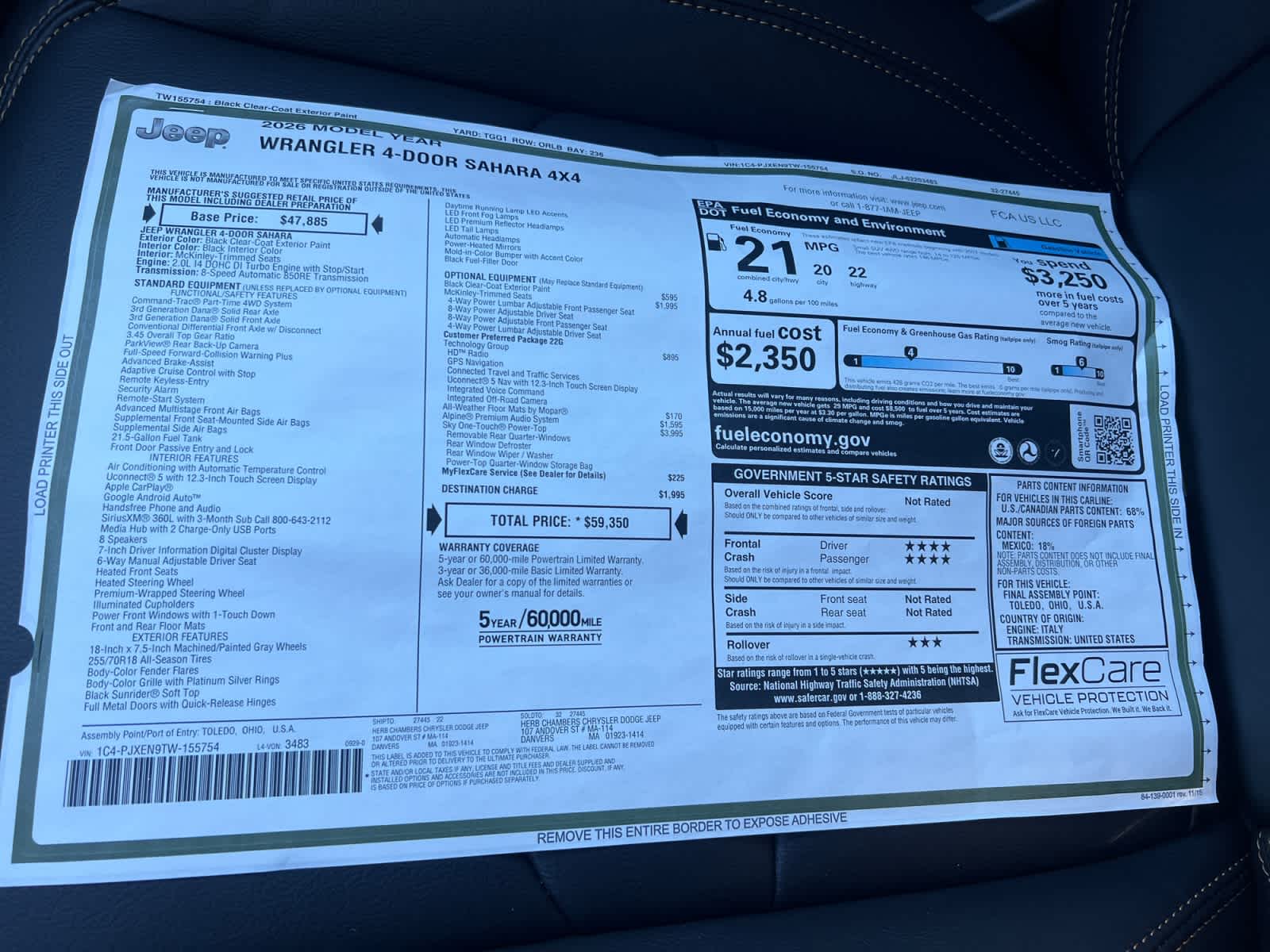 new 2026 Jeep Wrangler car, priced at $59,350