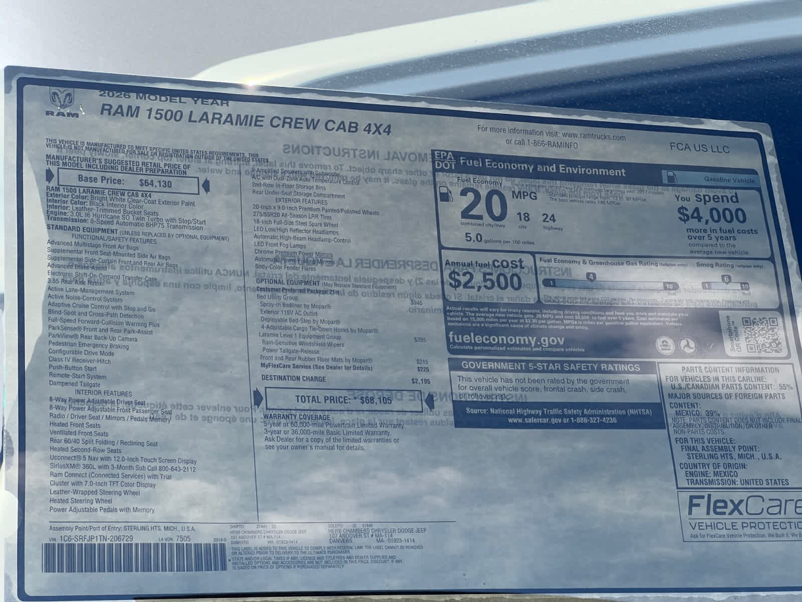 new 2026 Ram 1500 car, priced at $64,655